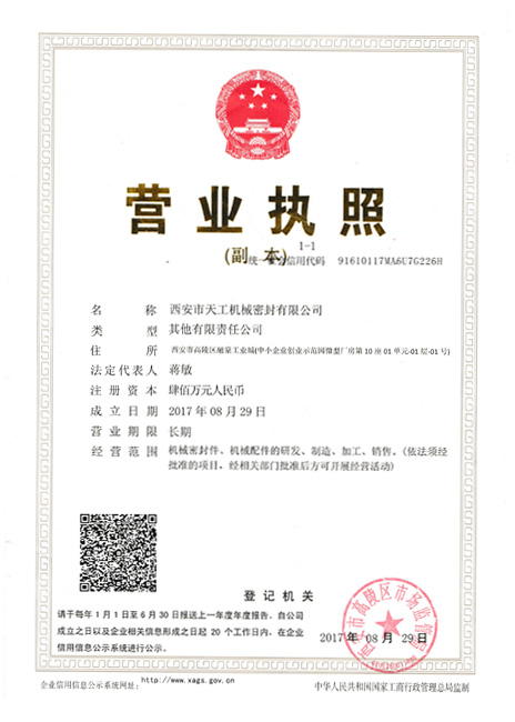 Licencia comercial de Xi'an Tiangong